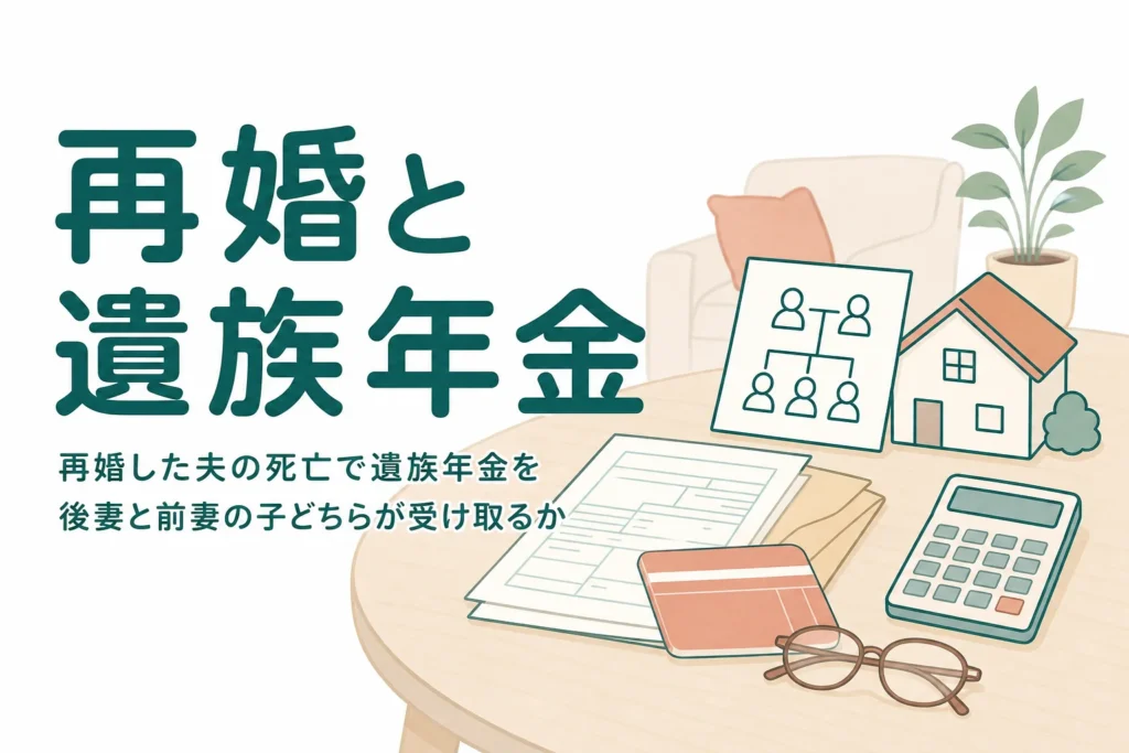再婚した夫が亡くなった時に後妻と前妻の子のどちらが遺族年金を受け取るかを解説する記事のアイキャッチ