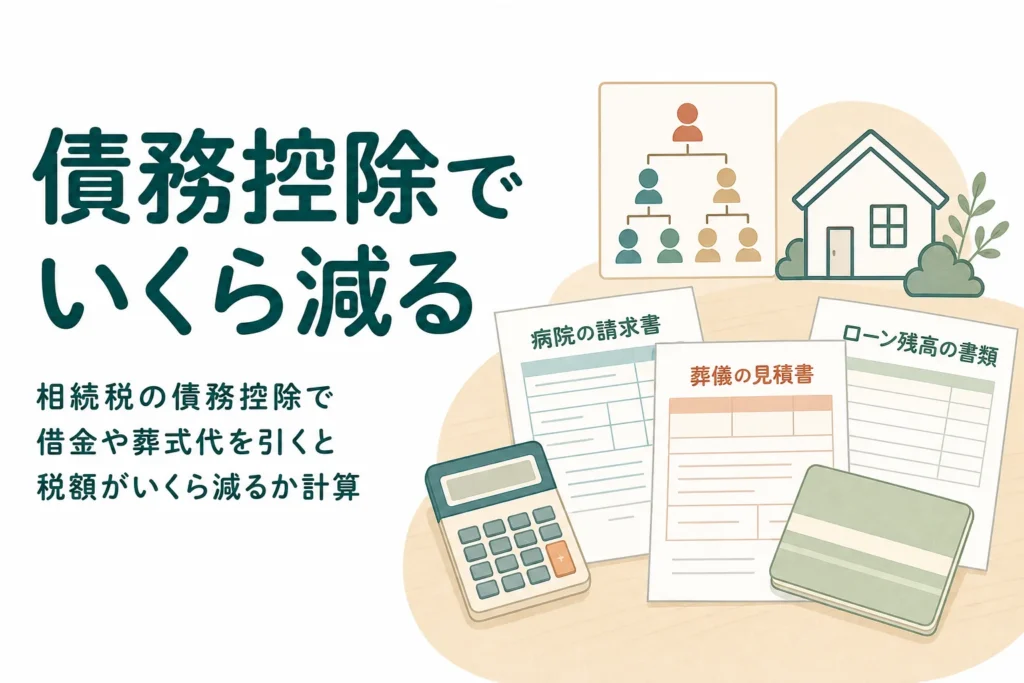 相続税の債務控除で借金や葬式代を引いた時の税額を計算する記事のアイキャッチ