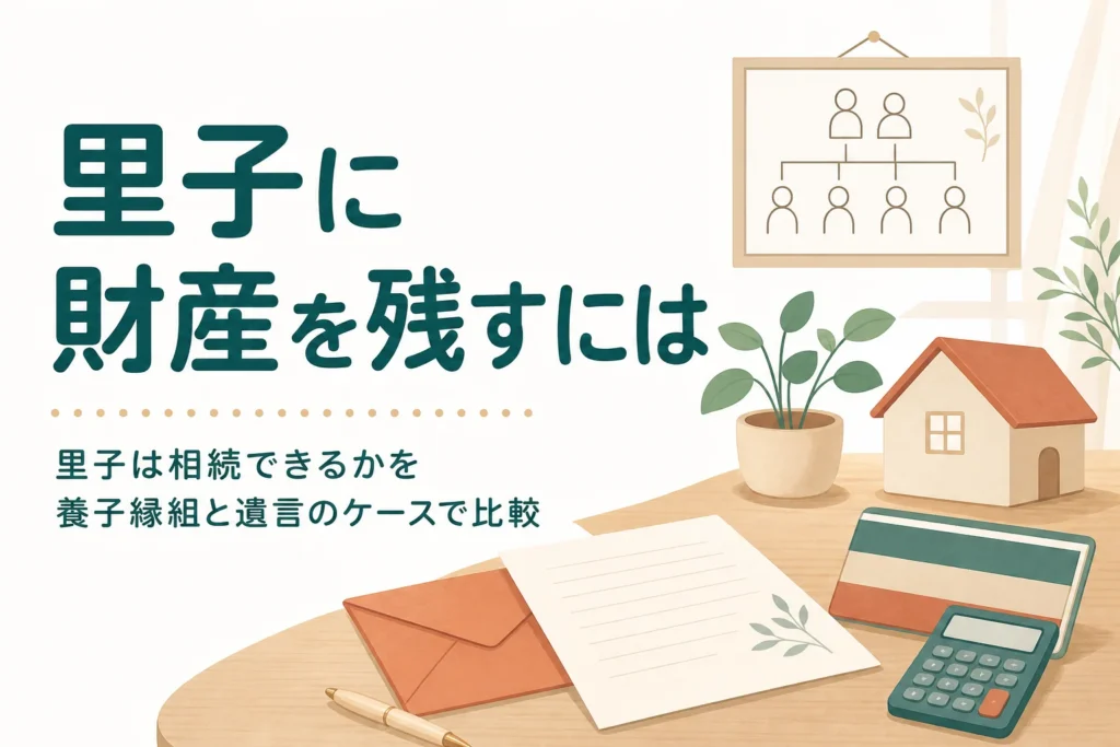 里子が里親の財産を相続できるかと、財産を残す方法をケース別に解説する記事のアイキャッチ