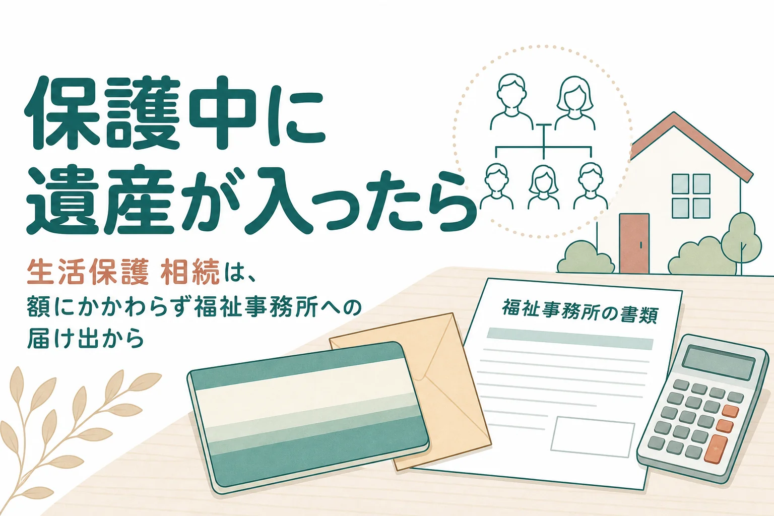 「生活保護を受けていて遺産相続したら?少額・多額・放棄のケース別の対応」を、ケースごとの違いで解説する記事のアイキャッチ