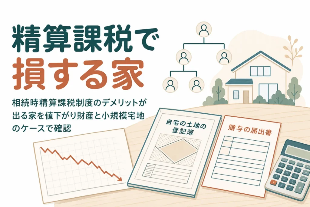 相続時精算課税制度のデメリットが出る家を値下がり財産と小規模宅地のケースで確かめる記事のアイキャッチ