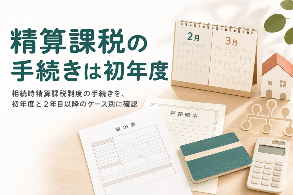 相続時精算課税制度の手続きを初年度と2年目以降に分けて解説する記事のアイキャッチ