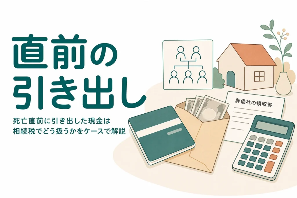 亡くなる直前に引き出した現金の相続税での扱いをケース別に解説する記事のアイキャッチ