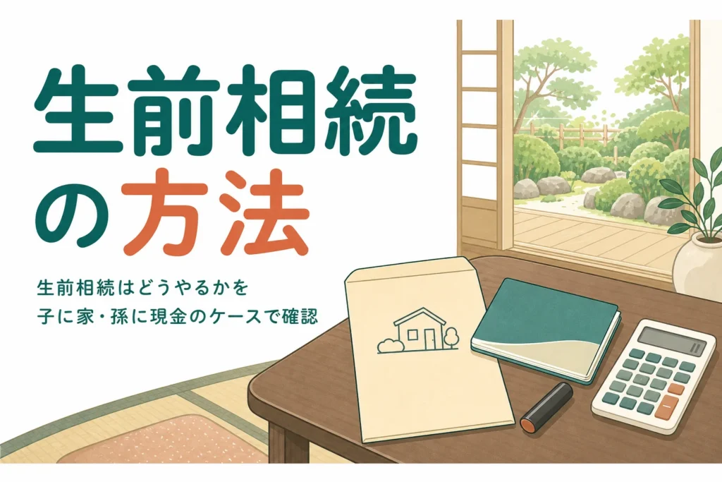 生前相続の方法と税金を、子に家・孫に現金を渡すケースで確かめる記事のアイキャッチ