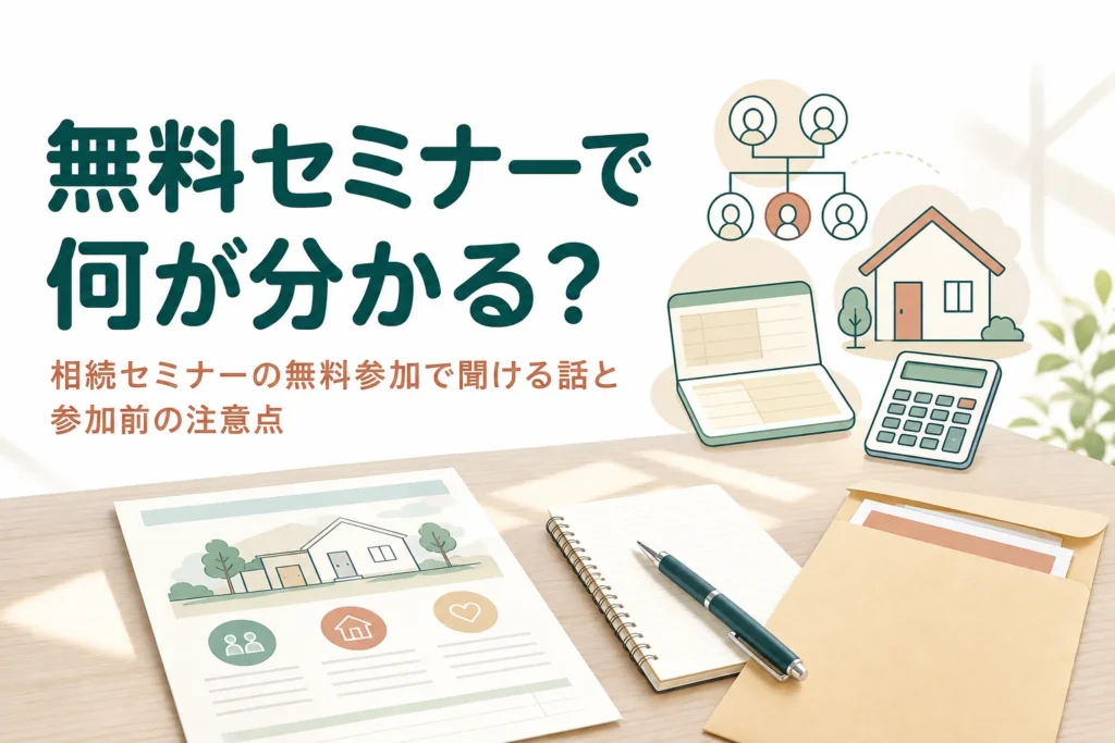 無料の相続セミナーで聞ける話と参加前の注意点を解説する記事のアイキャッチ