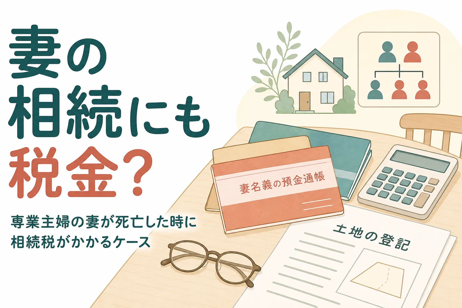 専業主婦の妻が亡くなった時に相続税がかかるケースを紹介する記事のアイキャッチ