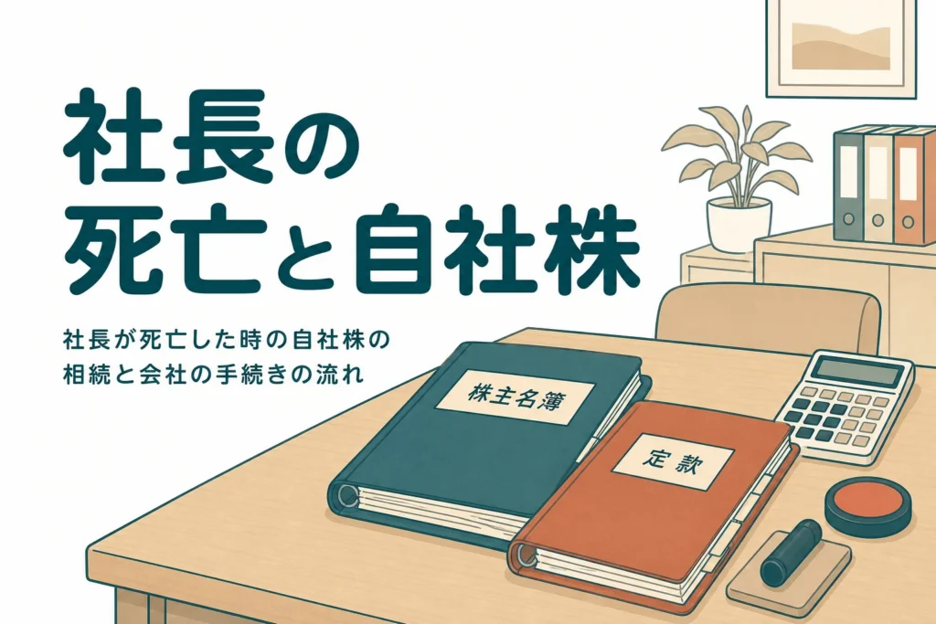 会社の社長が亡くなった時の自社株の相続と会社の手続きを解説する記事のアイキャッチ