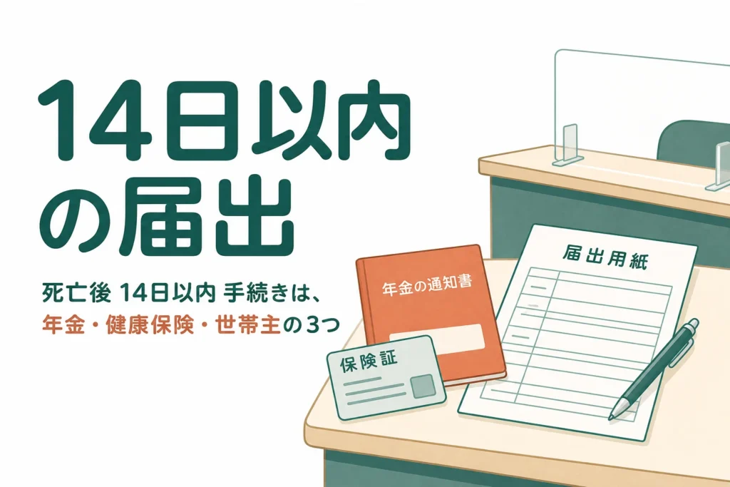 亡くなって14日以内の手続きと、この時期に相続でやっておくことを解説する記事のアイキャッチ