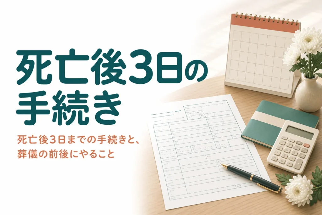 家族が亡くなってから3日目までに済ませる手続きと相続の準備を解説する記事のアイキャッチ