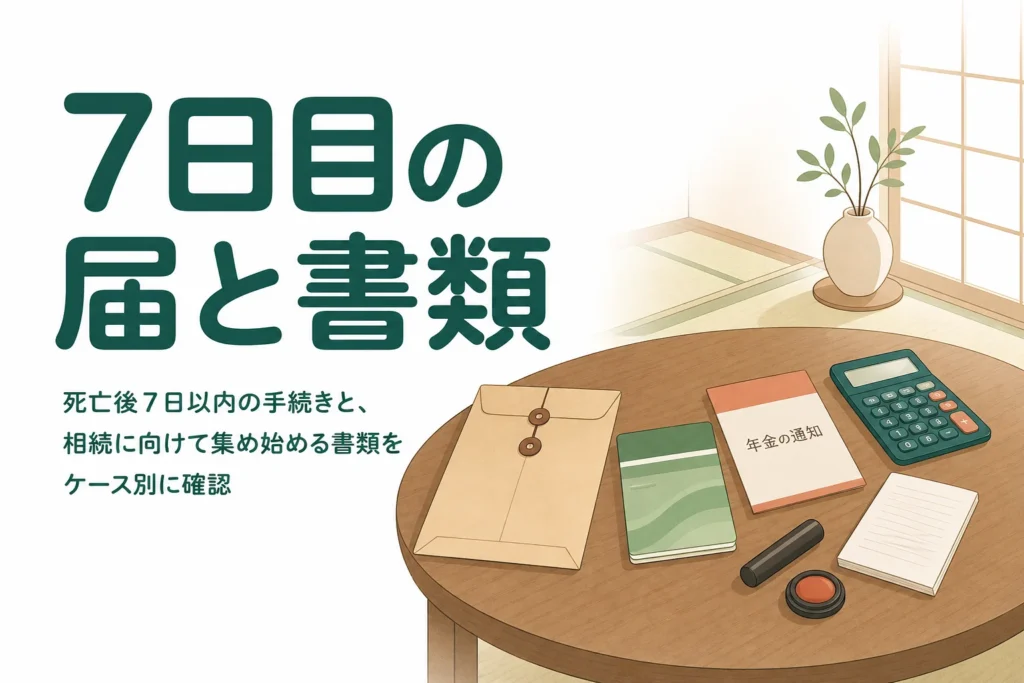 死亡後7日以内の手続きと相続の書類集めをケース別に確認する記事のアイキャッチ