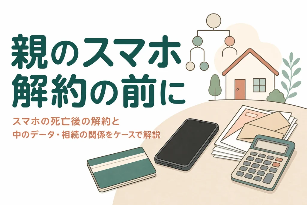 亡くなった親のスマホを解約していいか、中のデータと相続を解説する記事のアイキャッチ