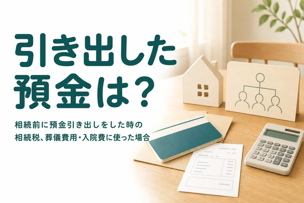 相続前や口座凍結前に預金を引き出した時の相続税の扱いを使い道別に解説する記事のアイキャッチ