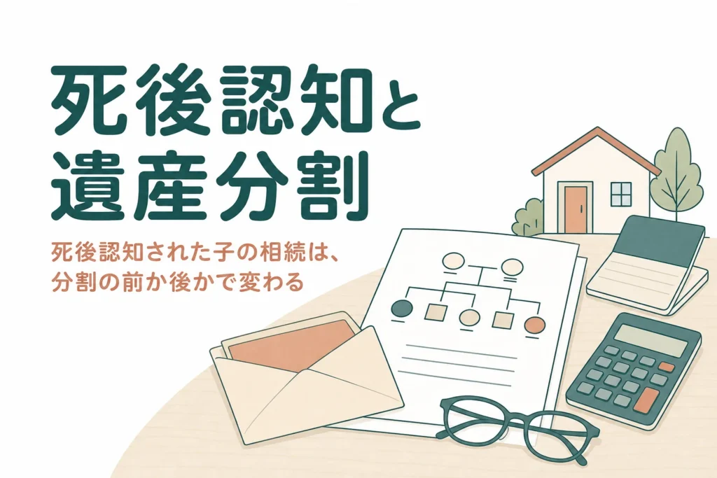 父の死後に認知された子が相続を求めてきた時の対応を、遺産分割の前後に分けて解説する記事のアイキャッチ