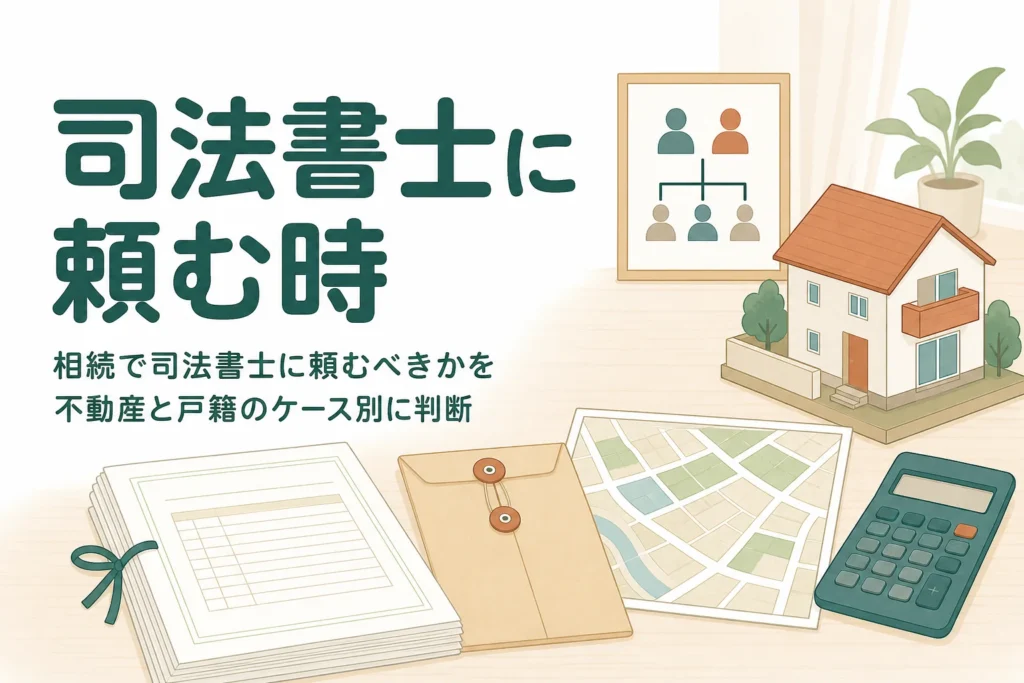 相続で司法書士に頼むべきケースを不動産の数と戸籍の複雑さで紹介する記事のアイキャッチ