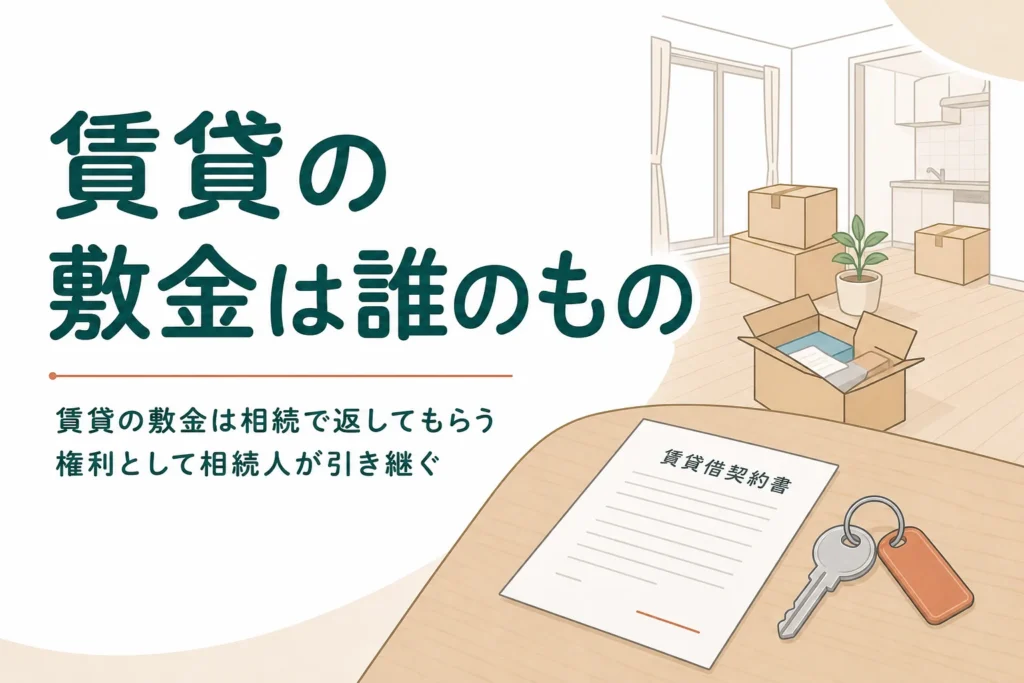 親が借りていた賃貸の敷金を相続で誰が受け取るかと、精算の流れを解説する記事のアイキャッチ