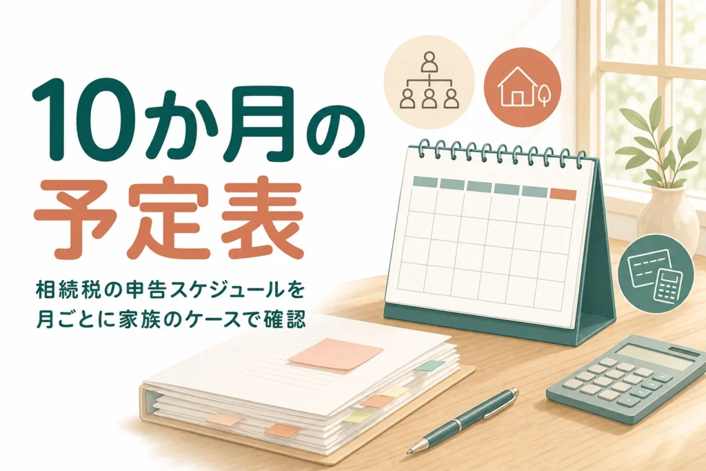 相続税の申告までの10か月を月ごとの予定表で確認する記事のアイキャッチ