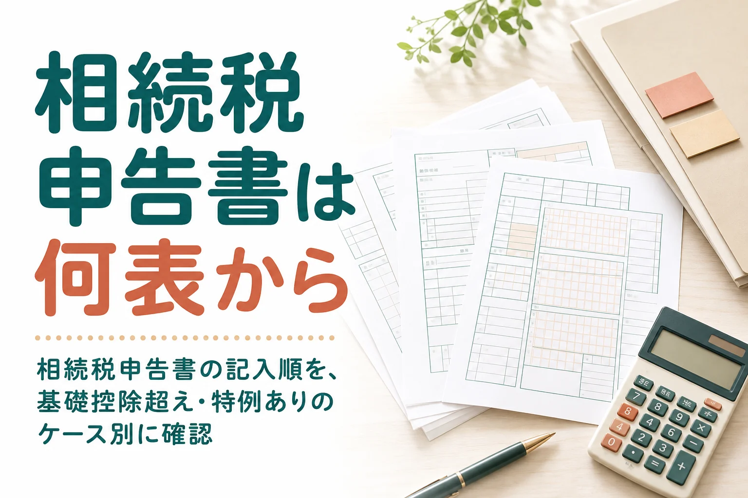 相続税申告書をどの表から書くかをケース別に解説する記事のアイキャッチ