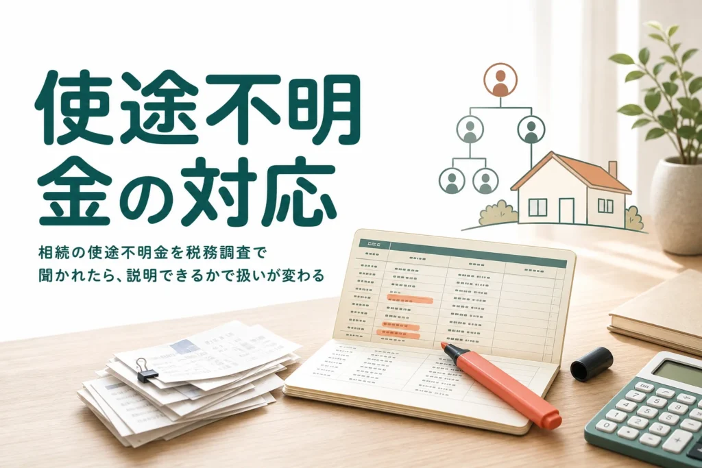相続の使途不明金を税務調査で聞かれた時の扱いを、説明できるケースとできないケースで解説する記事のアイキャッチ