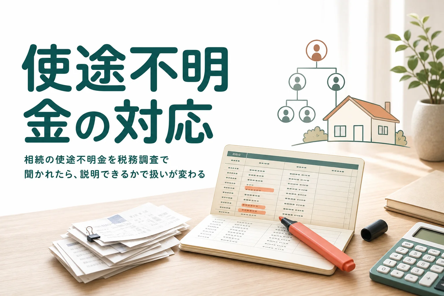相続の使途不明金を税務調査で聞かれた時の扱いを、説明できるケースとできないケースで解説する記事のアイキャッチ