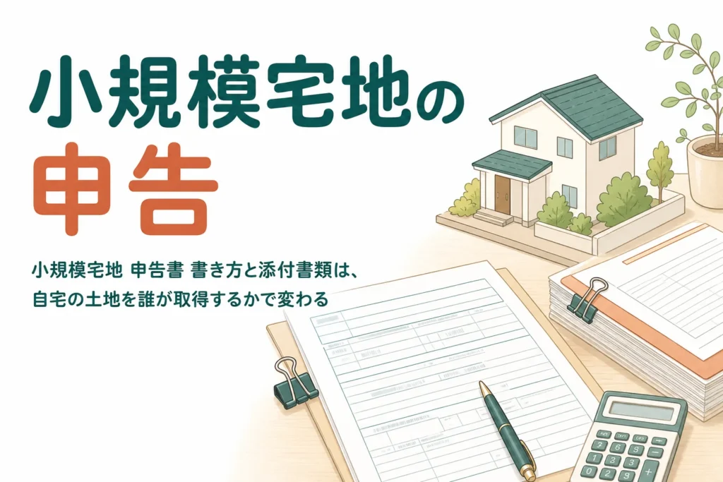 小規模宅地等の特例を受ける時の申告書の書き方と添付書類を解説する記事のアイキャッチ