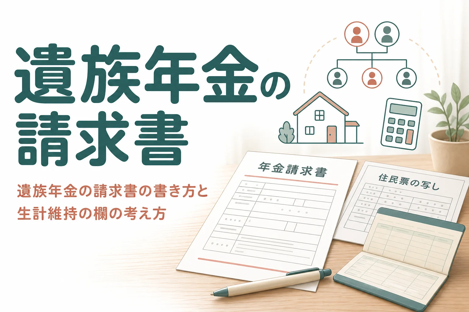 遺族年金の請求書の書き方と記入で迷いやすい生計維持の欄を解説する記事のアイキャッチ