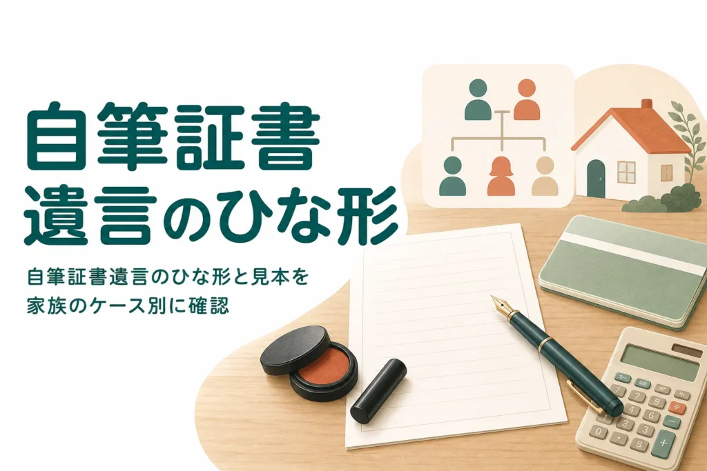 自筆証書遺言のひな形と見本をケース別に紹介する記事のアイキャッチ