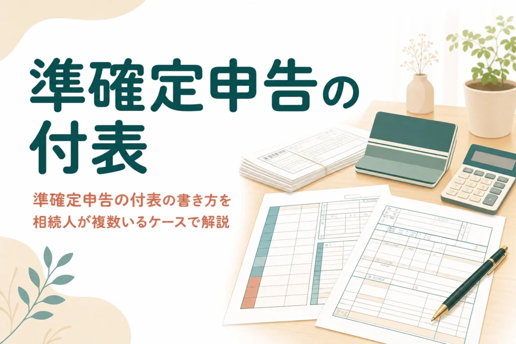 準確定申告の付表の書き方と相続人が複数いる時の記入例を解説する記事のアイキャッチ
