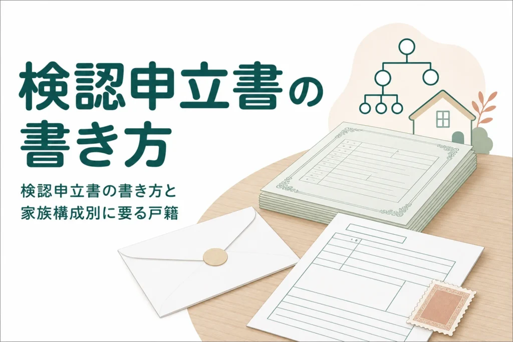 遺言書の検認申立書の書き方と添付する戸籍を家族構成別に確認する記事のアイキャッチ