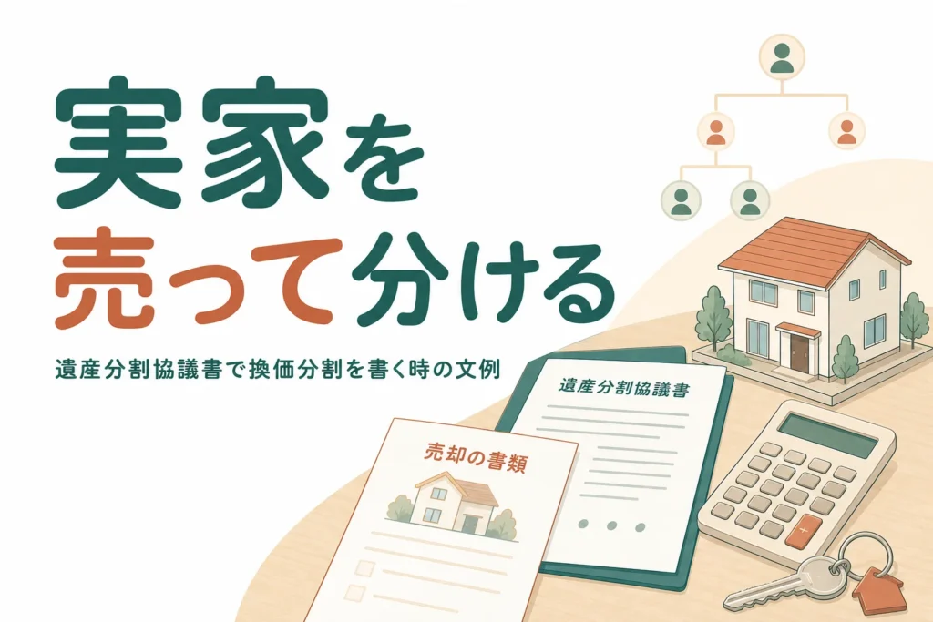 実家を売って分ける時の遺産分割協議書の書き方の例を解説する記事のアイキャッチ