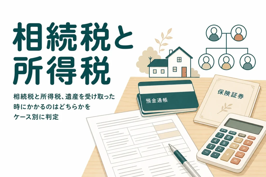 相続税と所得税のどちらがかかるかを受け取り方別に判定する記事のアイキャッチ