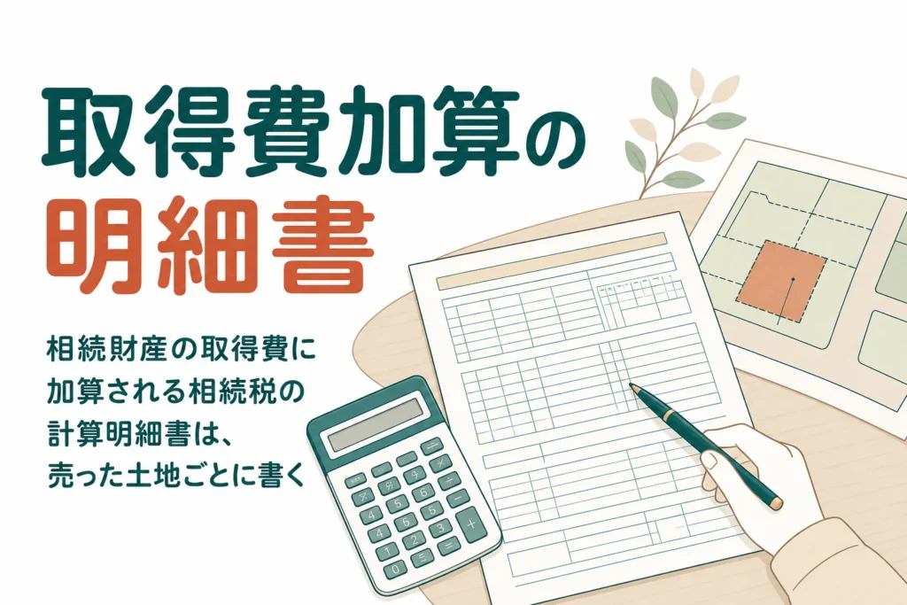 相続財産の取得費に加算される相続税の計算明細書をケース別に記入する記事のアイキャッチ