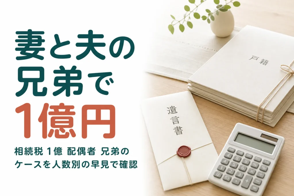 配偶者と兄弟姉妹が遺産1億円を相続するケースの相続税を計算する記事のアイキャッチ