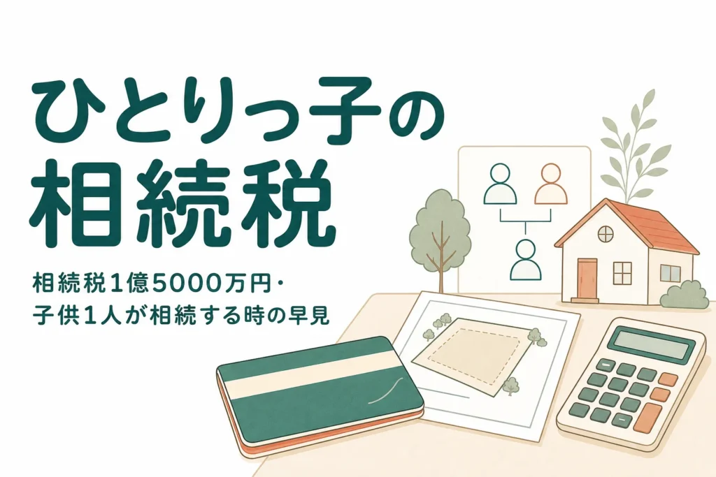 遺産1億5000万円を子1人で相続するケースの相続税を解説する記事のアイキャッチ