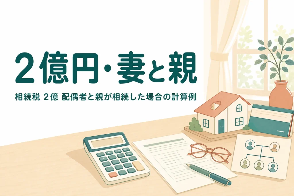 配偶者と親が遺産2億円を相続するケースの相続税を解説する記事のアイキャッチ
