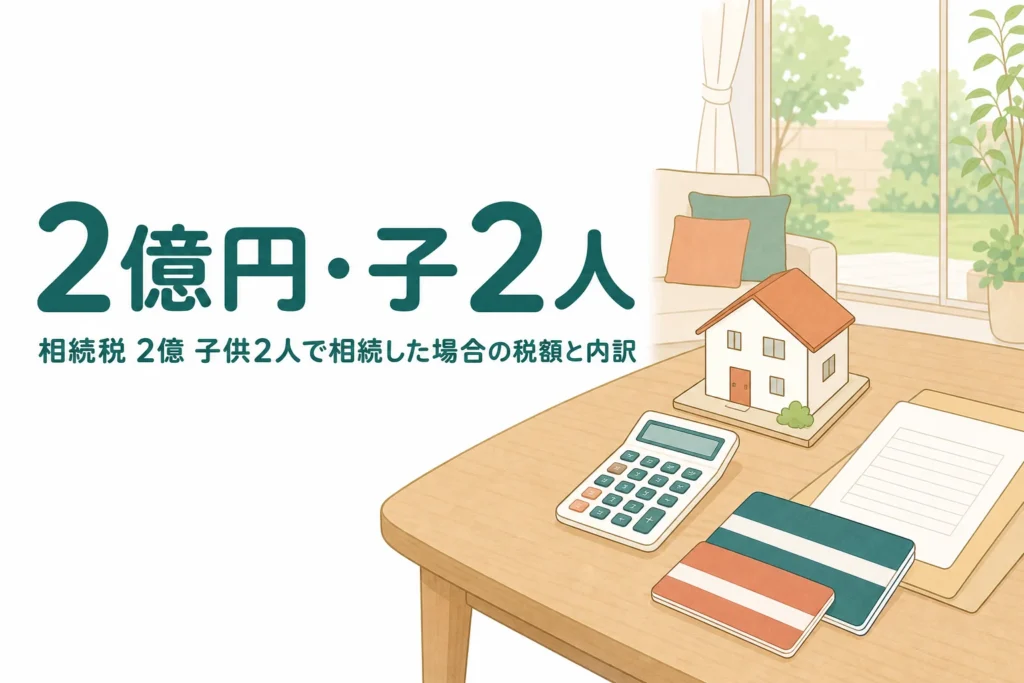 子2人が遺産2億円を相続するケースの相続税を解説する記事のアイキャッチ