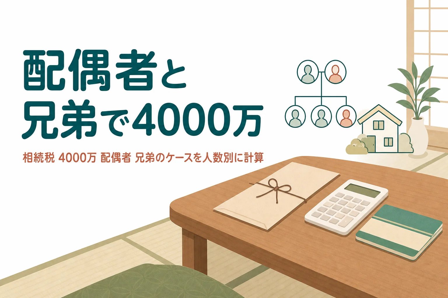 遺産4000万円を配偶者と兄弟姉妹で相続するケースの相続税を解説する記事のアイキャッチ
