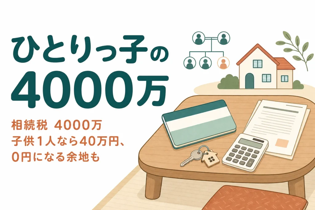 子1人が遺産4000万円を相続するケースの相続税を解説する記事のアイキャッチ