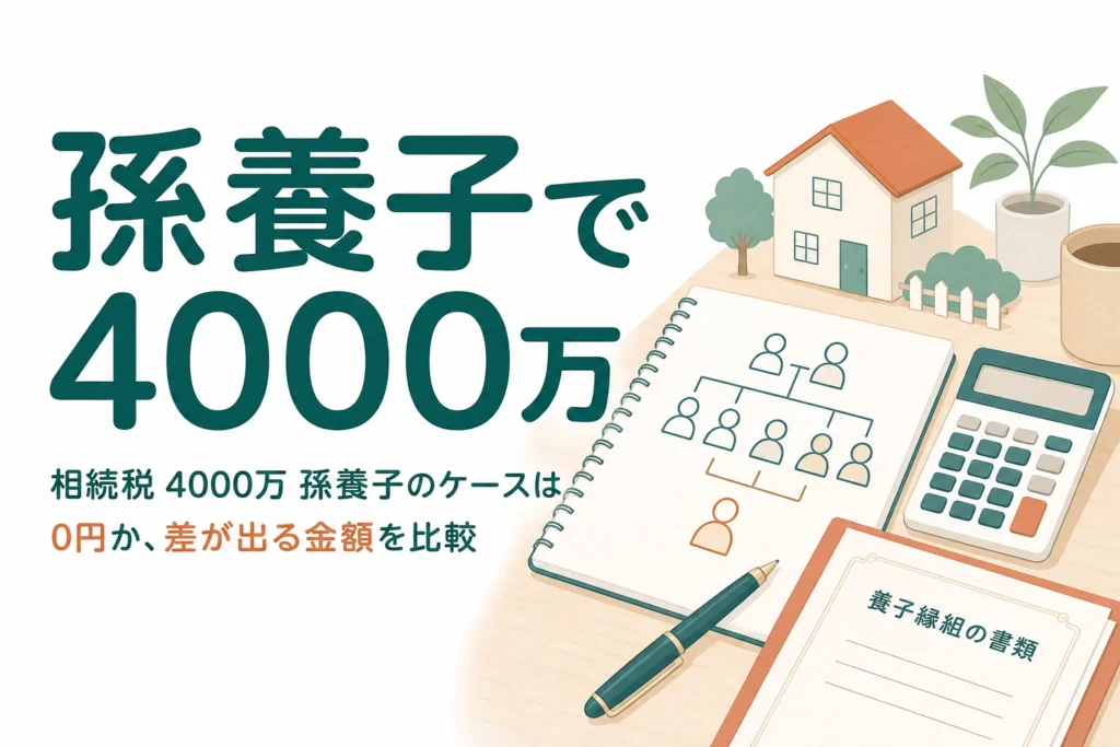 遺産4000万円を子2人と孫養子1人で相続するケースの相続税を解説する記事のアイキャッチ