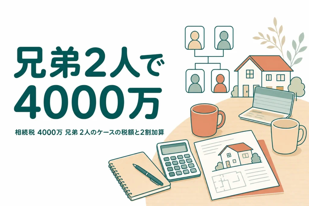 兄弟姉妹2人が遺産4000万円を相続するケースの相続税を解説する記事のアイキャッチ