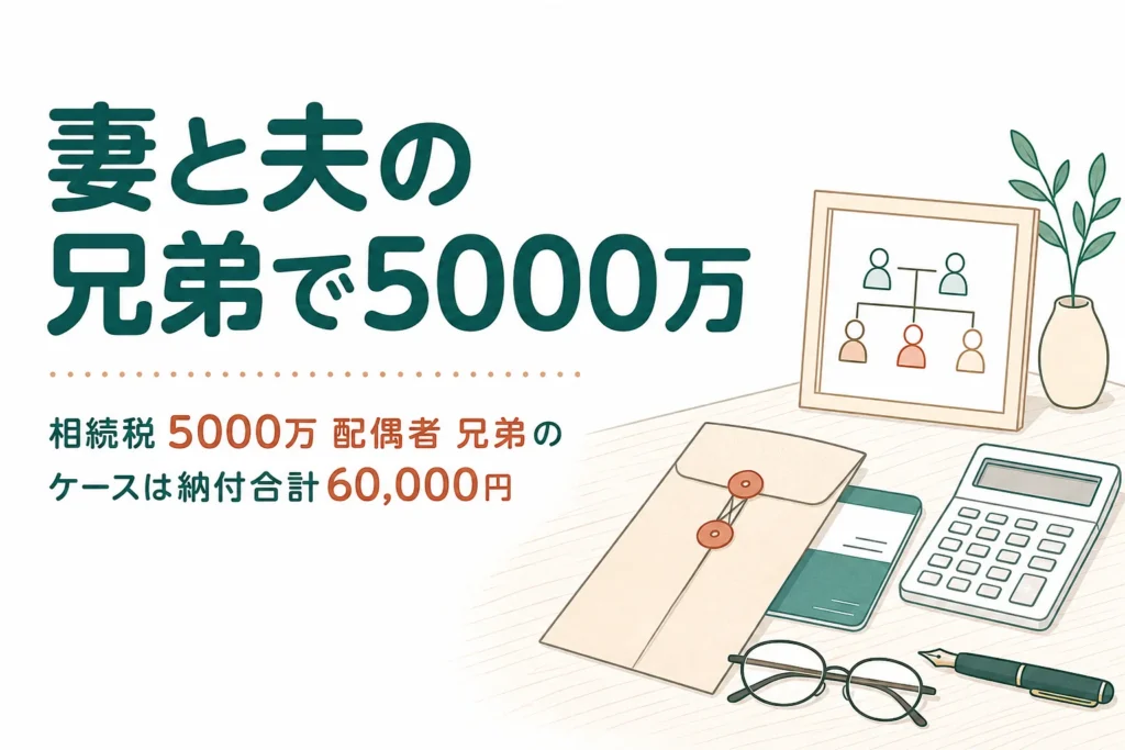 妻と夫の兄弟姉妹で遺産5000万円を相続するケースの相続税を解説する記事のアイキャッチ