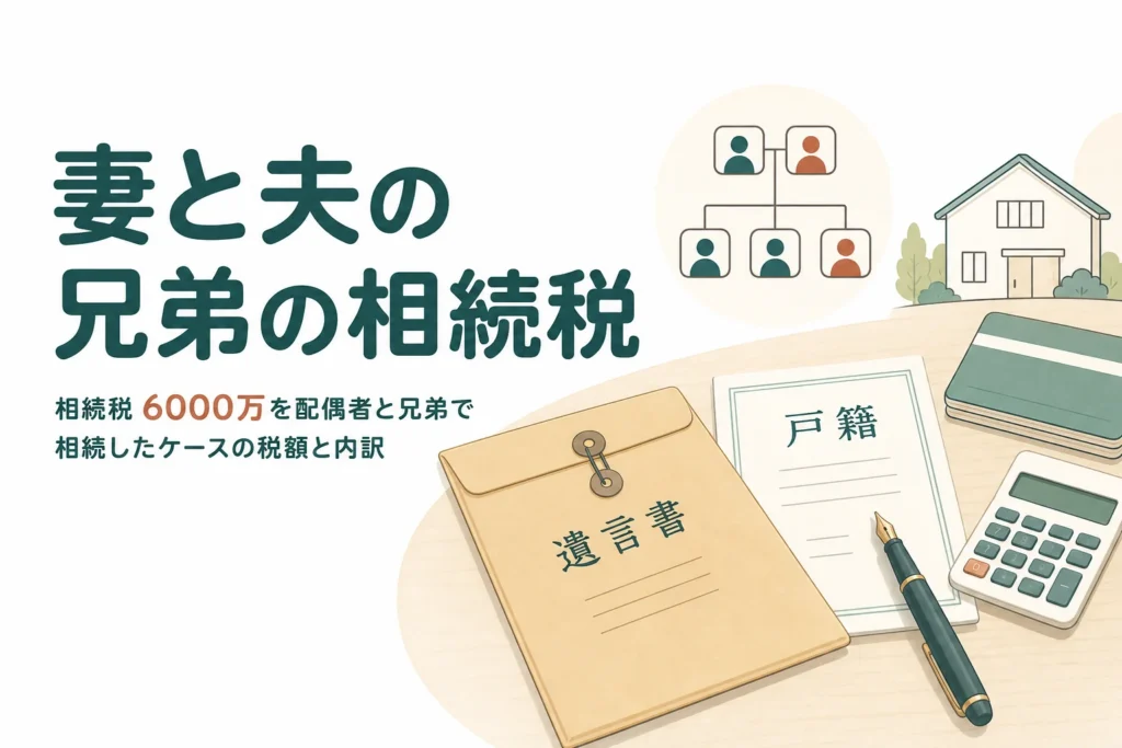 遺産6000万円を配偶者と夫の兄弟姉妹で相続するケースの相続税を解説する記事のアイキャッチ