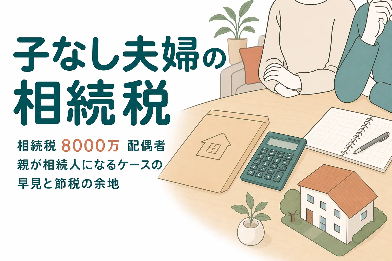 遺産8000万円を配偶者と亡くなった人の親が相続するケースの相続税を解説する記事のアイキャッチ
