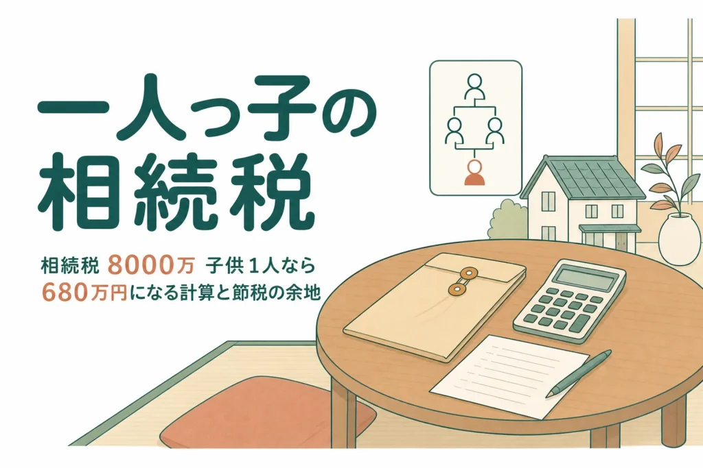 遺産8000万円を子1人が相続するケースの相続税と節税の余地を解説する記事のアイキャッチ