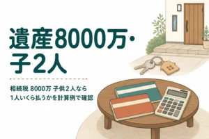遺産8000万円を子2人で相続した時の相続税を計算例で解説する記事のアイキャッチ