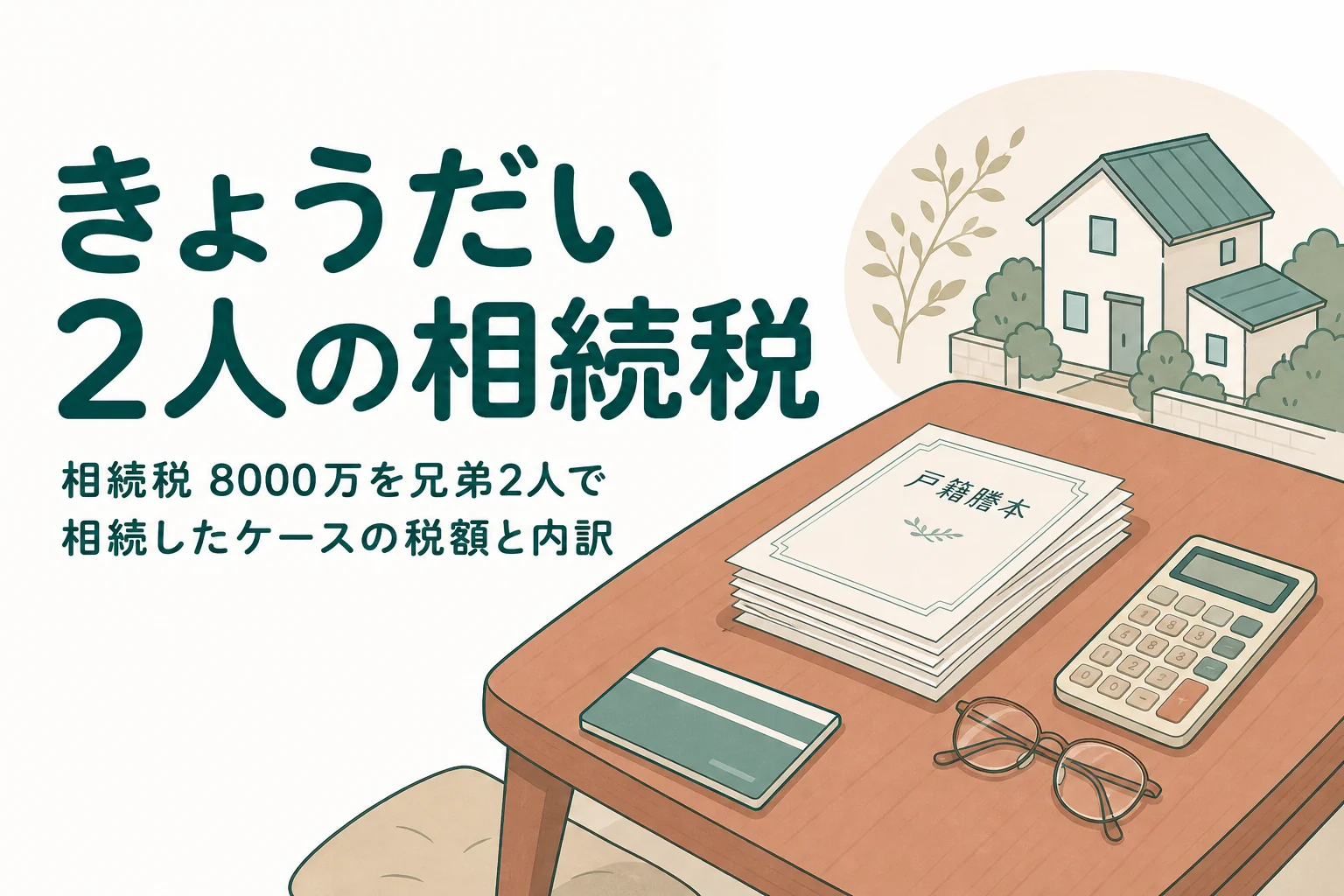 遺産8000万円をきょうだい2人で相続するケースの相続税の内訳を解説する記事のアイキャッチ