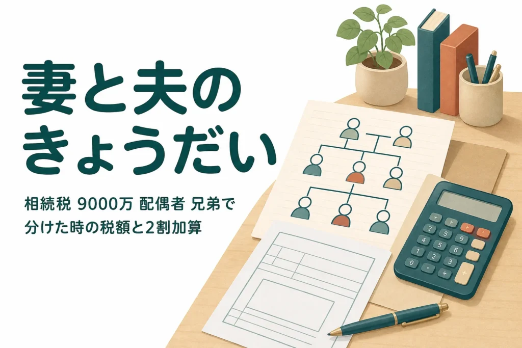 遺産9000万円を配偶者と兄弟姉妹で相続した場合の相続税を解説する記事のアイキャッチ