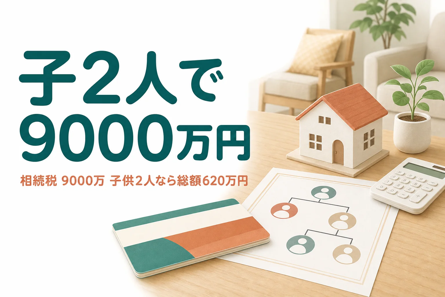 遺産9000万円を子2人で相続した場合の相続税を解説する記事のアイキャッチ