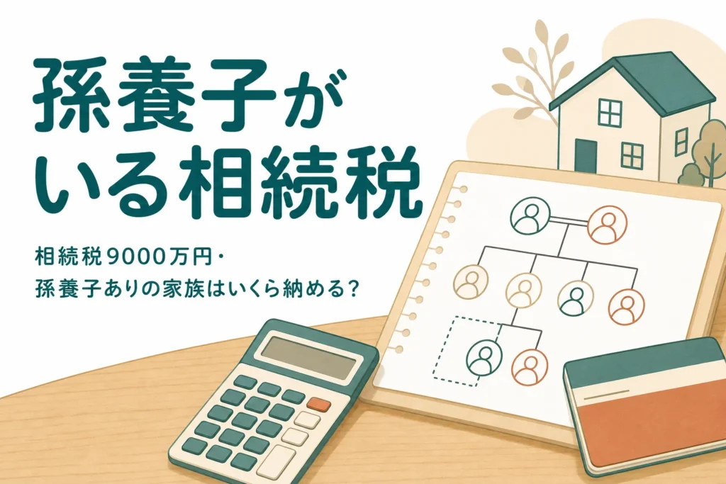 遺産9000万円を子2人と孫養子1人で相続するケースの相続税を解説する記事のアイキャッチ