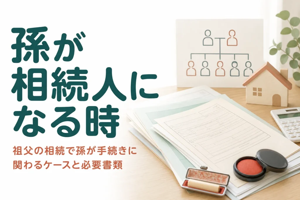 祖父の相続で孫が手続きに関わるケースと、孫が準備する書類を解説する記事のアイキャッチ