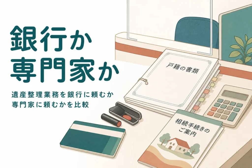 銀行の遺産整理業務と専門家への直接依頼を比較する記事のアイキャッチ